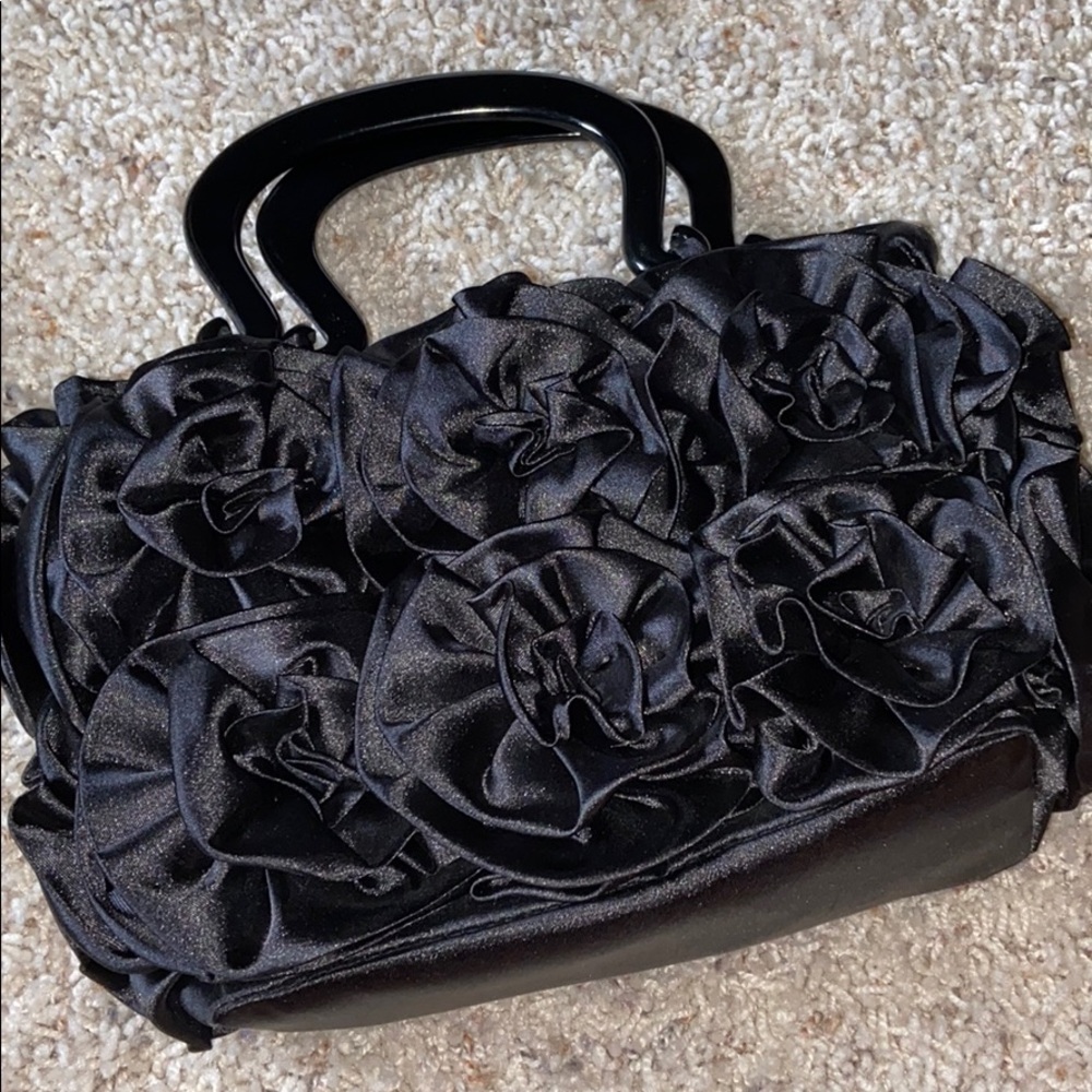 satin rose evening bag